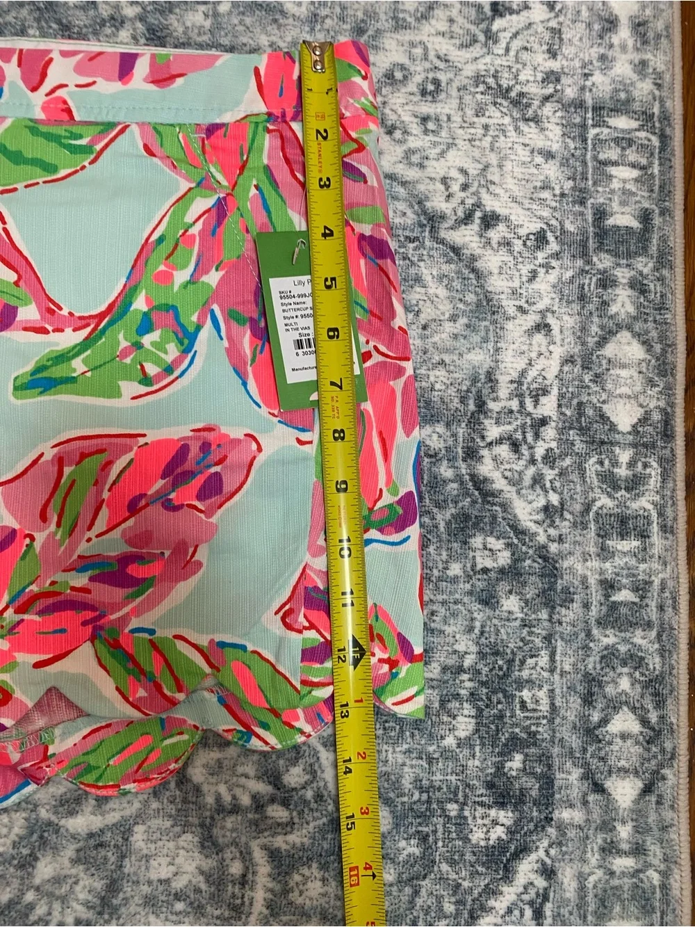 NWT Lilly Pulitzer Pink & Green Scallop-Hem High Waist Shorts - 8